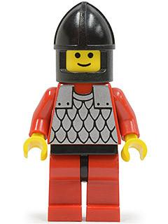 LEGO Minifigure-Scale Mail - Red with Red Arms, Red Legs with Black Hips, Black Chin-Guard-Castle-CAS161-Creative Brick Builders